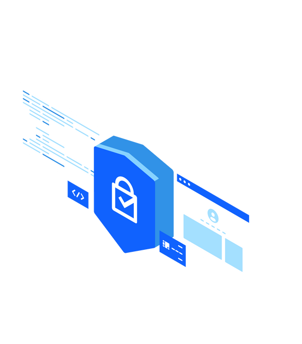 -blue lock with user data in the background