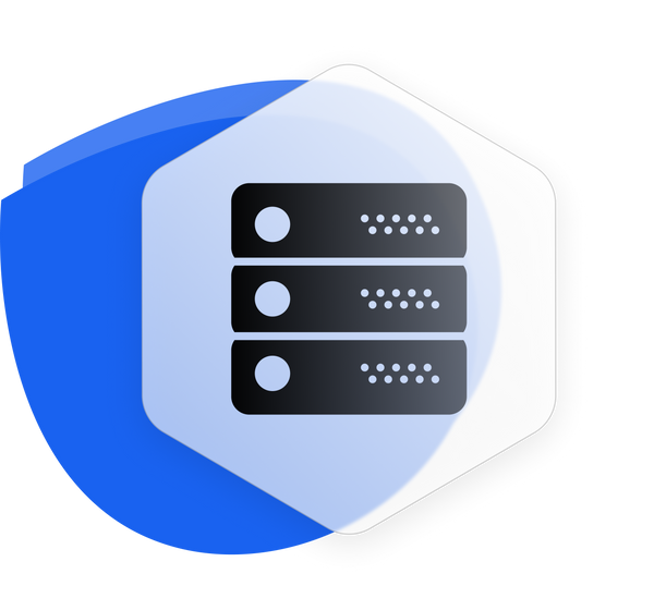 blue icon with servers inside